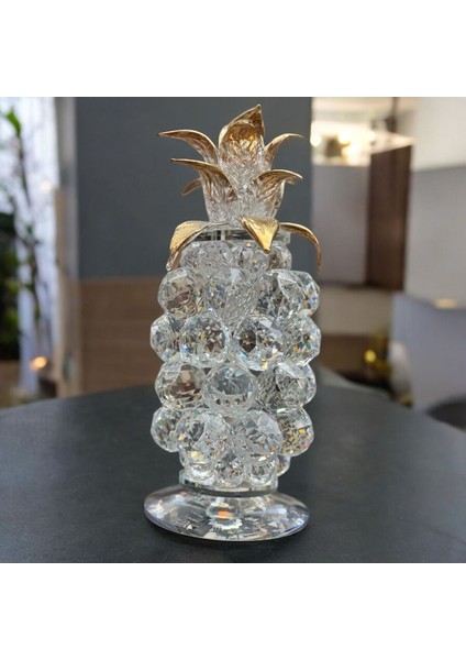 Dekoratif Kristal Cam Tekli Ananas Orta Boy Şeffaf Gold fırsatları