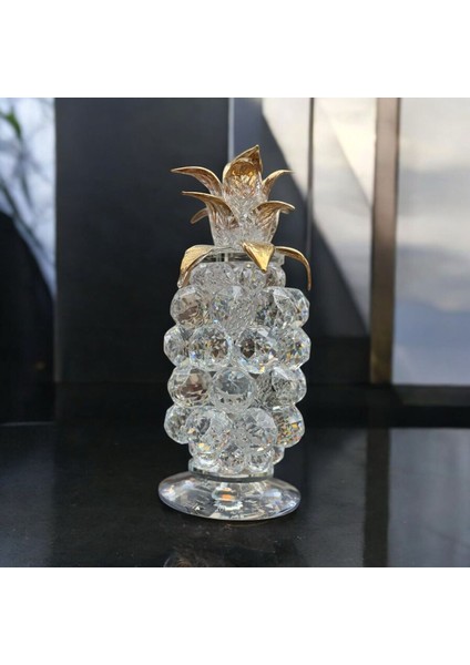Dekoratif Kristal Cam Tekli Ananas Orta Boy Şeffaf Gold indirimleri