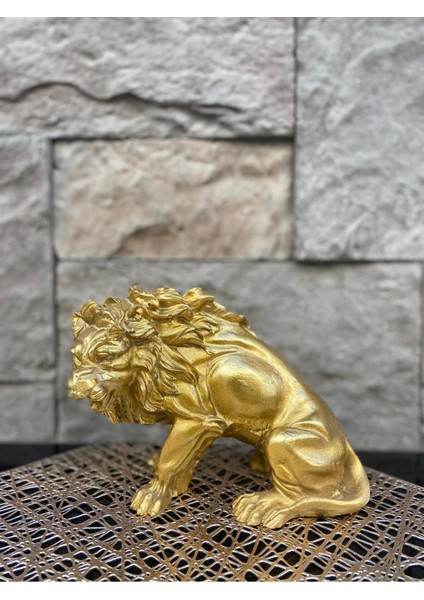 Dekoratif Polyester Kükreyen Aslan Biblo Gold