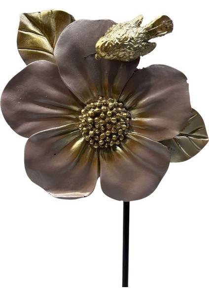 Dekoratif Polyester Ikili Çiçek Aksesuar Vizon Gold Eskitme