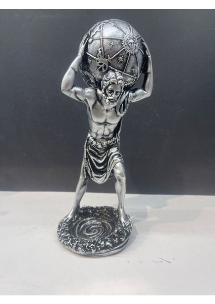 Dekoratif Polyester Atlas Adam Heykeli Gümüş-Eskitme indirimleri