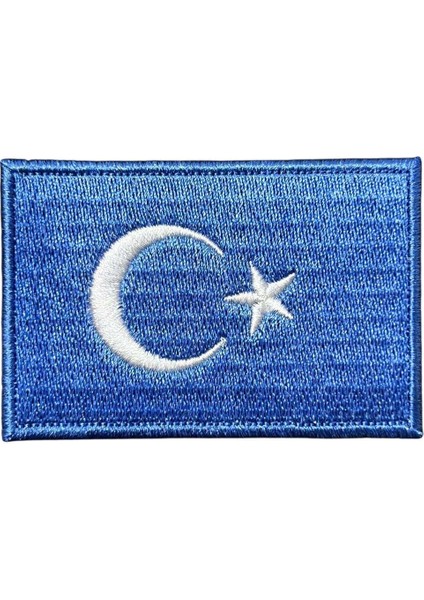 Doğu Türkistan Bayrağı Patch Nakış Arma - 8x5 cm