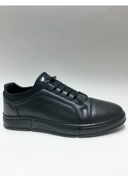 Hakiki Deri Bağcıksız Rahat Siyah Renk Kauçuk Tabanlı Esnek Kışlık Erkek Ayakkabı C-49251174HSA fiyatları