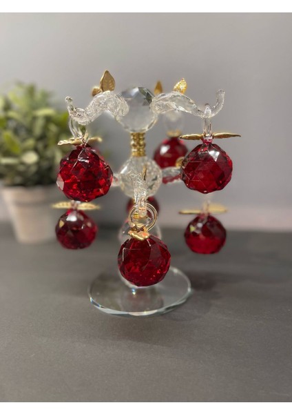 Dekoratif Kristal Cam Sekizli Ağaç Dal Elma Kırmızı modelleri