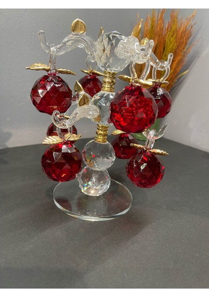 Dekoratif Kristal Cam Sekizli Ağaç Dal Elma Kırmızı fırsatları