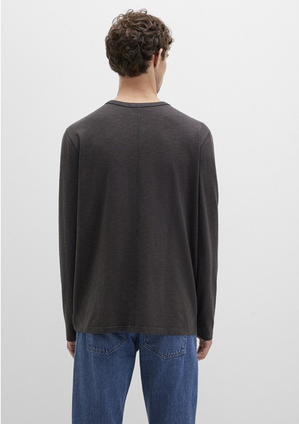 Uzun Kollu Antrasit Tişört 0613117-70092 fırsatları