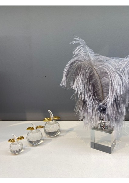 Dekoratif Kristal Cam Üçlü Elma Şeffaf Gold indirimleri