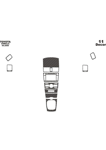 Toyota Corolla Piano Black Kaplama 2007-2011 11 Parça Karbon