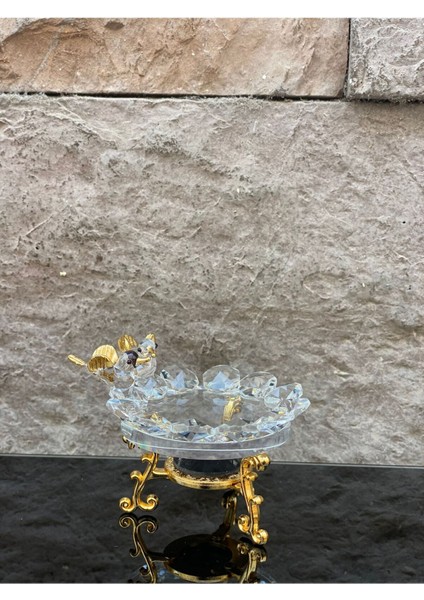 Dekoratif Kristal Cam Tekli Şeffaf Sunum Çanağı Gold fiyatları