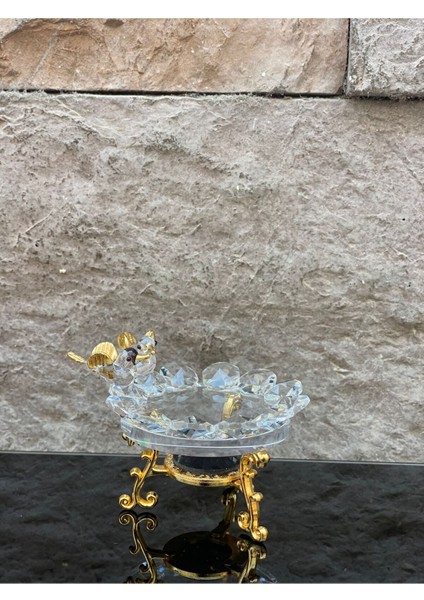 Dekoratif Kristal Cam Tekli Şeffaf Sunum Çanağı Gold modelleri