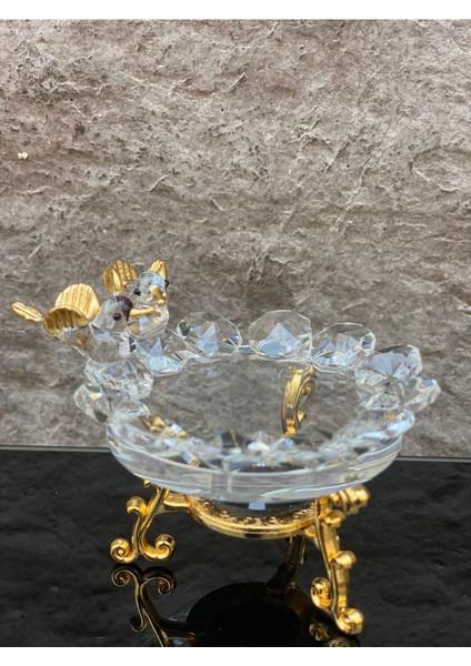 Dekoratif Kristal Cam Tekli Şeffaf Sunum Çanağı Gold fırsatları