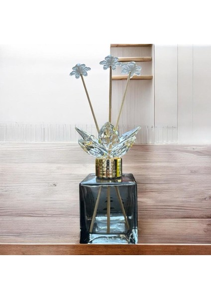 Dekoratif Kristal Cam Oda Koku Şişesi Füme- Gold
