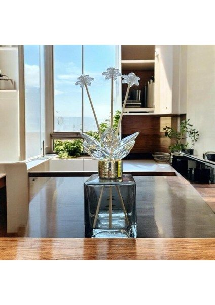 Dekoratif Kristal Cam Oda Koku Şişesi Füme- Gold