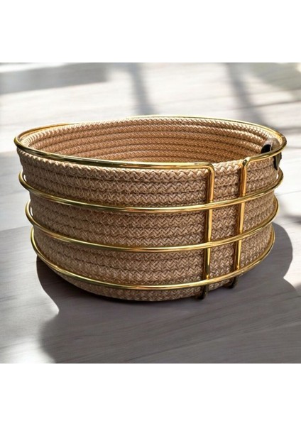 Dekoratif Metal Örme Ekmek Sepeti Turuncu