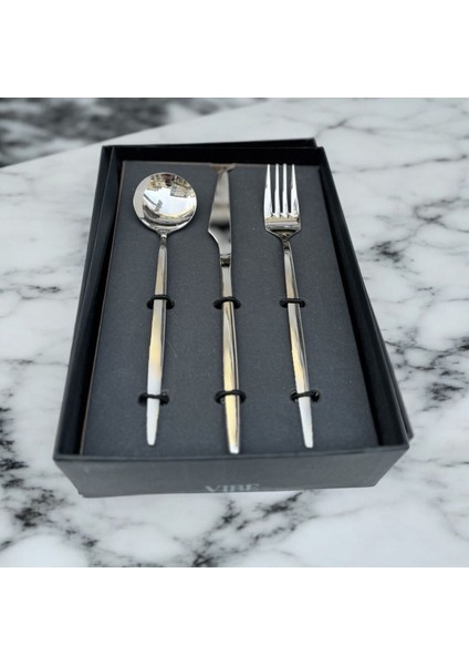 Bambum Vibe 36 Parça Çatal Kaşık Bıçak Takımı Gümüş