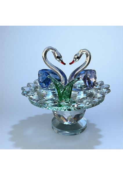 Dekoratif Kristal Cam Ikili Kuğu Mavi fiyatları