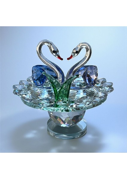 Dekoratif Kristal Cam Ikili Kuğu Mavi fırsatları