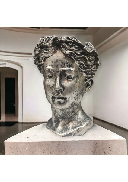 Dekoratif Polyester Tekli Helen Saksı Vazo Gümüş Eskitme fiyatları