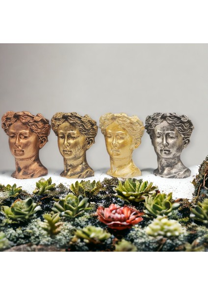 Dekoratif Polyester Tekli Helen Saksı Vazo Gümüş Eskitme indirimleri