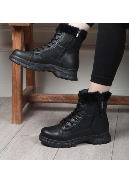 Çocuk Günlük Içi Kürklü Bağcıklı Fermuarlı Rahat Bot - Siyah - 35 modelleri