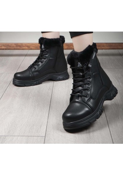 Çocuk Günlük Içi Kürklü Bağcıklı Fermuarlı Rahat Bot - Siyah - 35 fırsatları