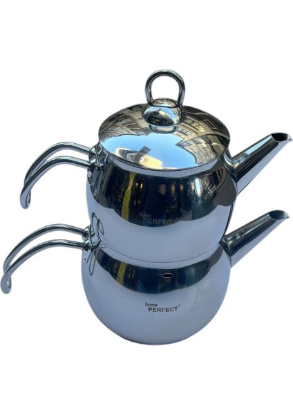 Home Perfect Orta Boy Çelik Çaydanlık Takımı Metal Sap