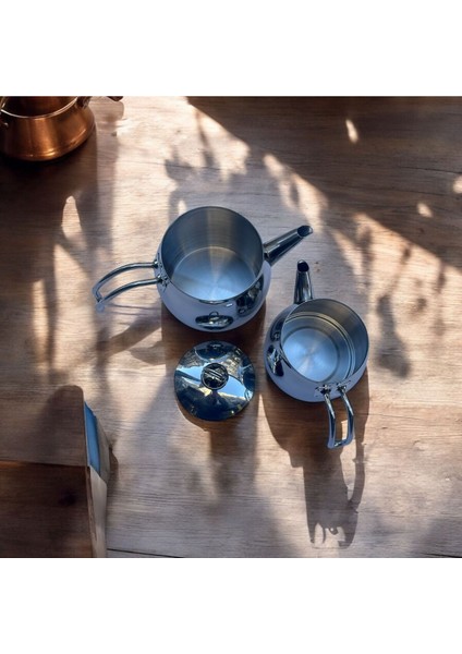 Home Perfect Orta Boy Çelik Çaydanlık Takımı Metal Sap