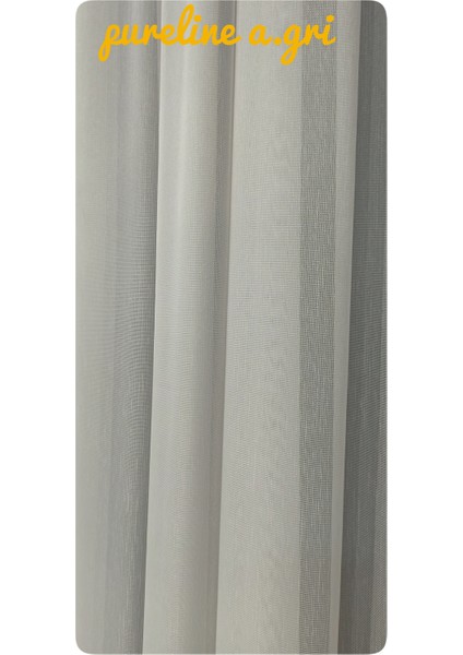 Açık Gri Seyrek Pileli Düz Tül Perde