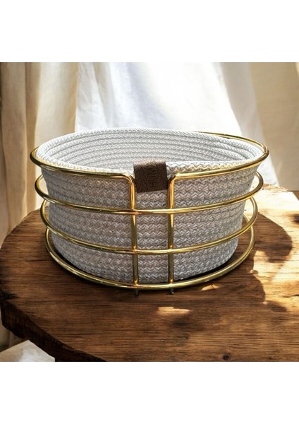 Dekoratif Metal Örme Ekmek Sepeti Gri modelleri