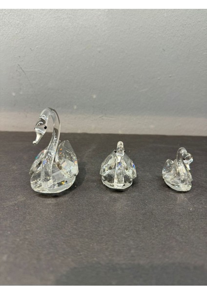 Dekoratif Kristal Cam Üçlü Kuğu Gümüş