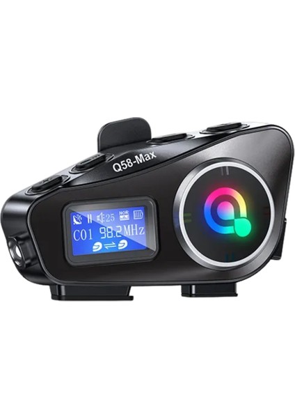 Q58 Max LED Ekranlı Motosiklet Kask Uyumlu Kulaklık Intercom LED Işıklı Kask Bluetooth Kulaklık