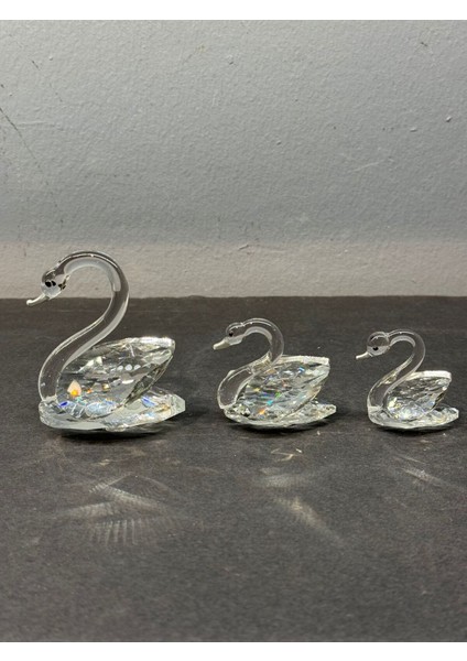 Dekoratif Kristal Cam Üçlü Kuğu Gümüş modelleri