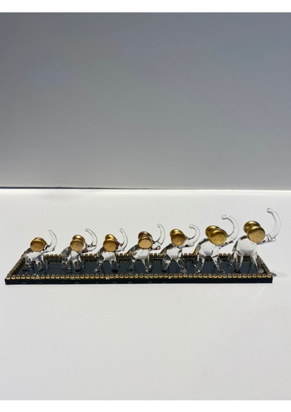 Dekoratif Kristal Cam Yedili Fil Aksesuar Gold