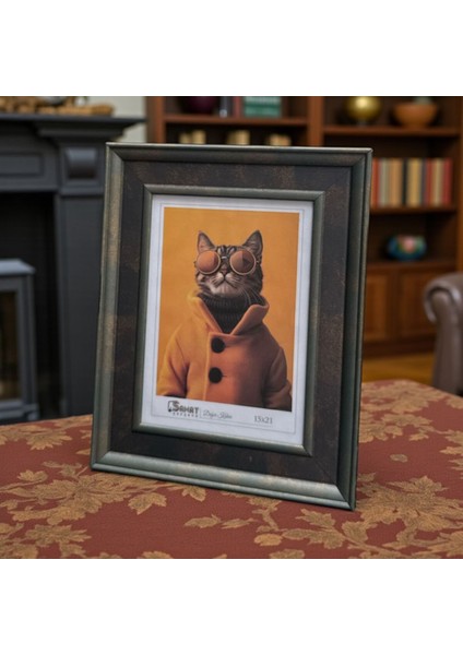 Dekoratif Ahşap Sanat Resim Çerçevesi Haki Yeşil-Gri 15X21 cm fiyatları