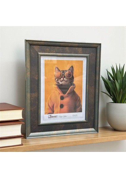 Dekoratif Ahşap Sanat Resim Çerçevesi Haki Yeşil-Gri 15X21 cm modelleri