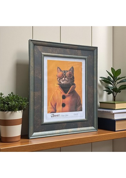 Dekoratif Ahşap Sanat Resim Çerçevesi Haki Yeşil-Gri 15X21 cm fırsatları