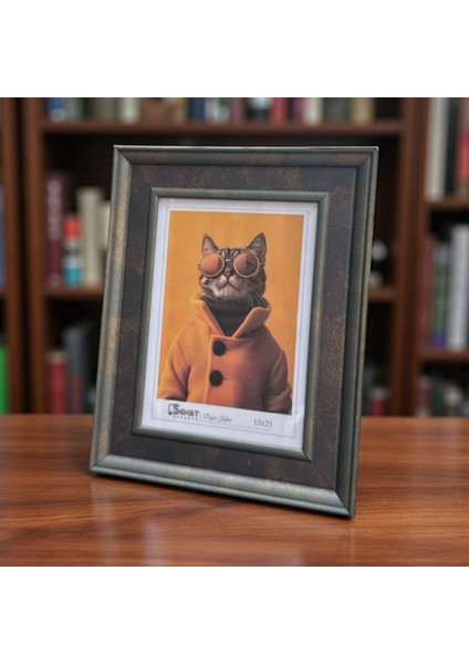 Dekoratif Ahşap Sanat Resim Çerçevesi Haki Yeşil-Gri 15X21 cm indirimleri