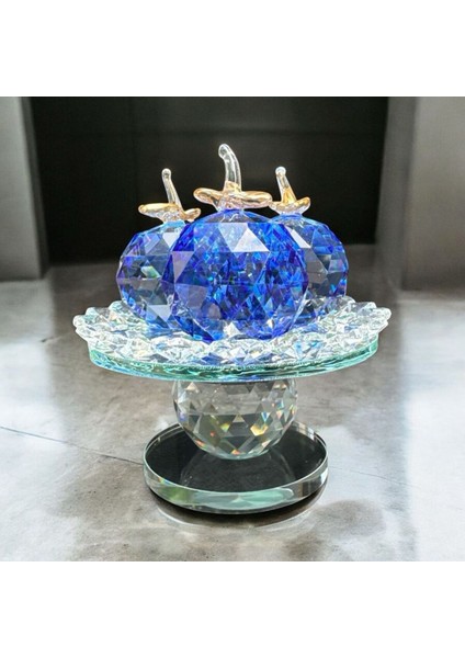 Dekoratif Kristal Cam Ayaklı Üçlü Elma Koyu Mavi indirimleri