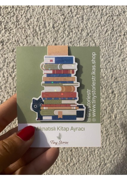 Mıknatıslı Kitap Ayracı - Hologramlı -Kedi ve Kitap Figürlü