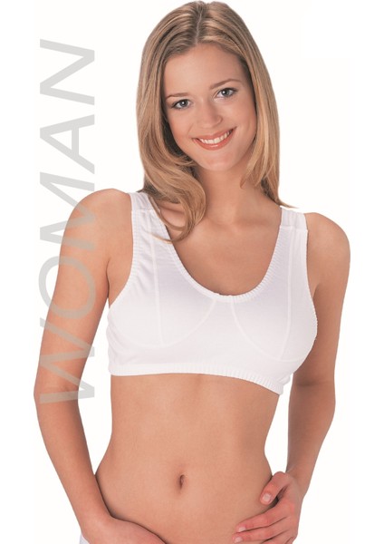 Beyaz Kalın Askılı Body Sütyen % 100 Pamuklu 3lü Paket 260-3B
