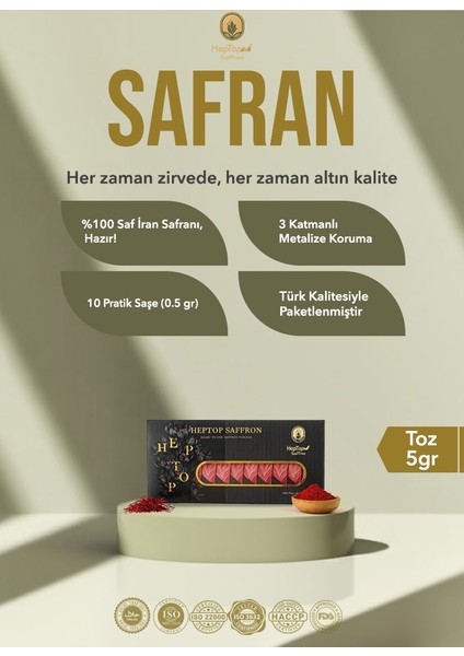 Organik Iran Safran Tozu 5gr fiyatları