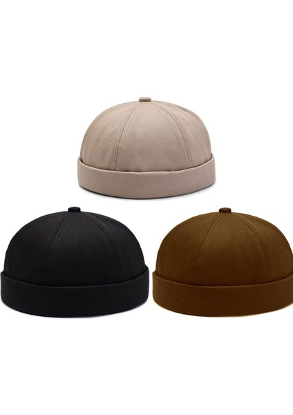 3 Lü Set %100 Pamuk Cap Ayarlanabilir Docker Şapka Yazlık Takke Şapka Retro Şapka Takke Şapka