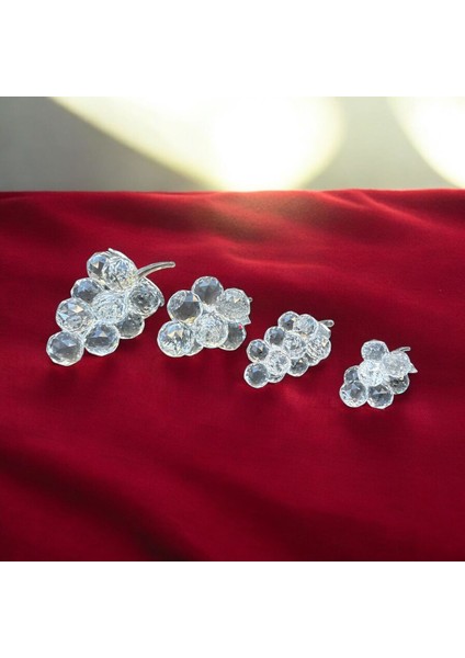 Dekoratif Kristal Cam Dörtlü Serbest Salkım Üzüm Şeffaf Gümüş