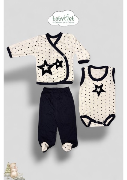 %100 Pamuk 10 Parça Yenidoğan Hastane Çıkış Seti – Yıldız Nakışlı Doğal fırsatları