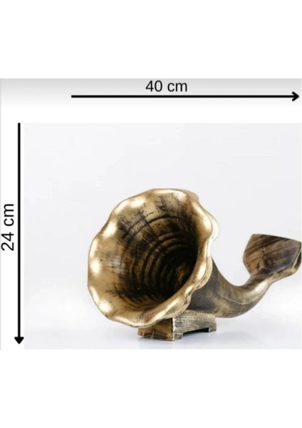 Dekoratif Polyester Akustik Gramofon Gold-Siyah Eskitme