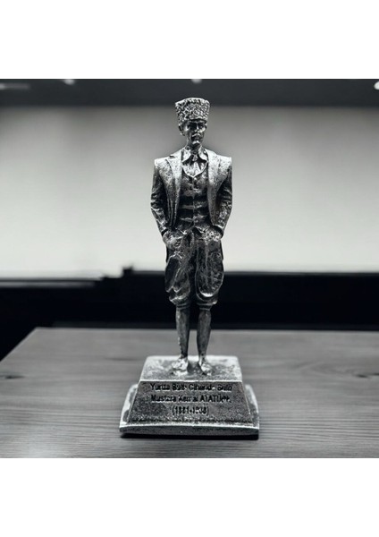 Dekoratif Polyester Atatürk Heykeli 18 cm Gümüş Eskitme modelleri
