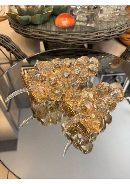 Dekoratif Kristal Cam Ikili Serbest Üzüm Şeffaf Bal Rengi Gold fırsatları