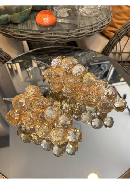 Dekoratif Kristal Cam Ikili Serbest Üzüm Şeffaf Bal Rengi Gold