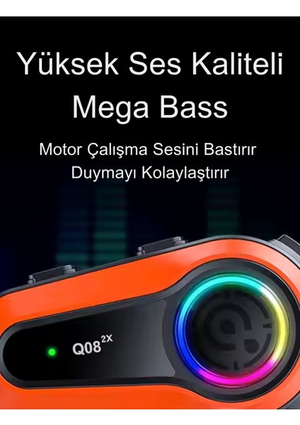 Q08-2X Rgb Işık Efektli Intercom Bluetooth Motosiklet Kask Kulaklığı Intercom Kulaklık fırsatları