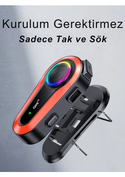 Q08-2X Rgb Işık Efektli Intercom Bluetooth Motosiklet Kask Kulaklığı Intercom Kulaklık